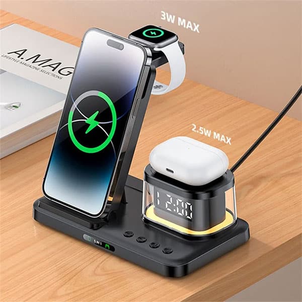 YESIDO DS22 Wireless Charging Station with Night Light and Clock 3