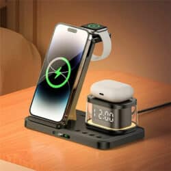 YESIDO DS22 Wireless Charging Station with Night Light and Clock 4