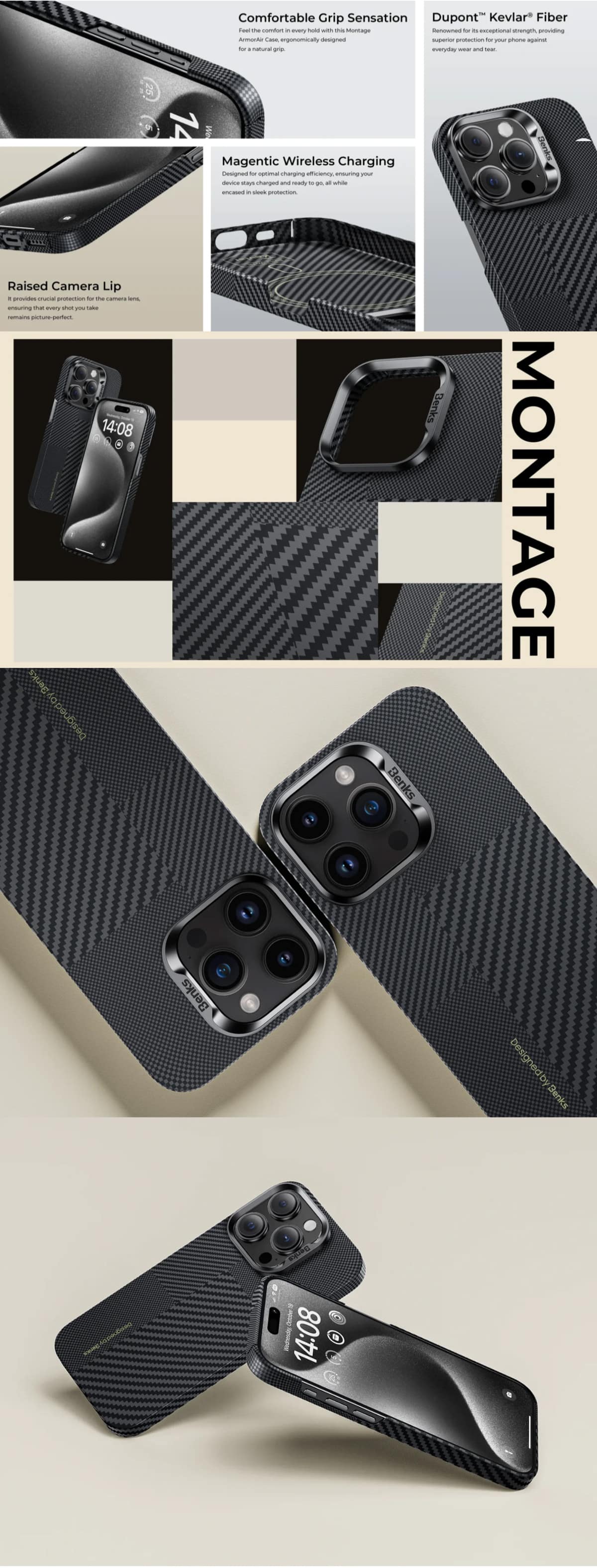 Benks iPhone 15 Pro / 15 Pro Max Montage ArmorAir Case built with Kevlar® -Special Edition