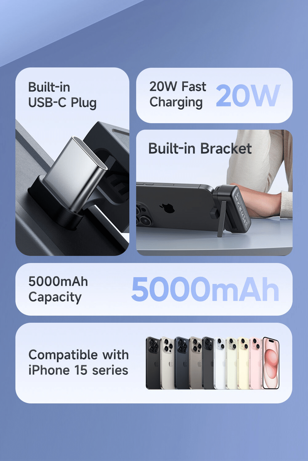 Mcdodo MC 630 20W 5000mAh Power Bank Built in USB C Connector 9