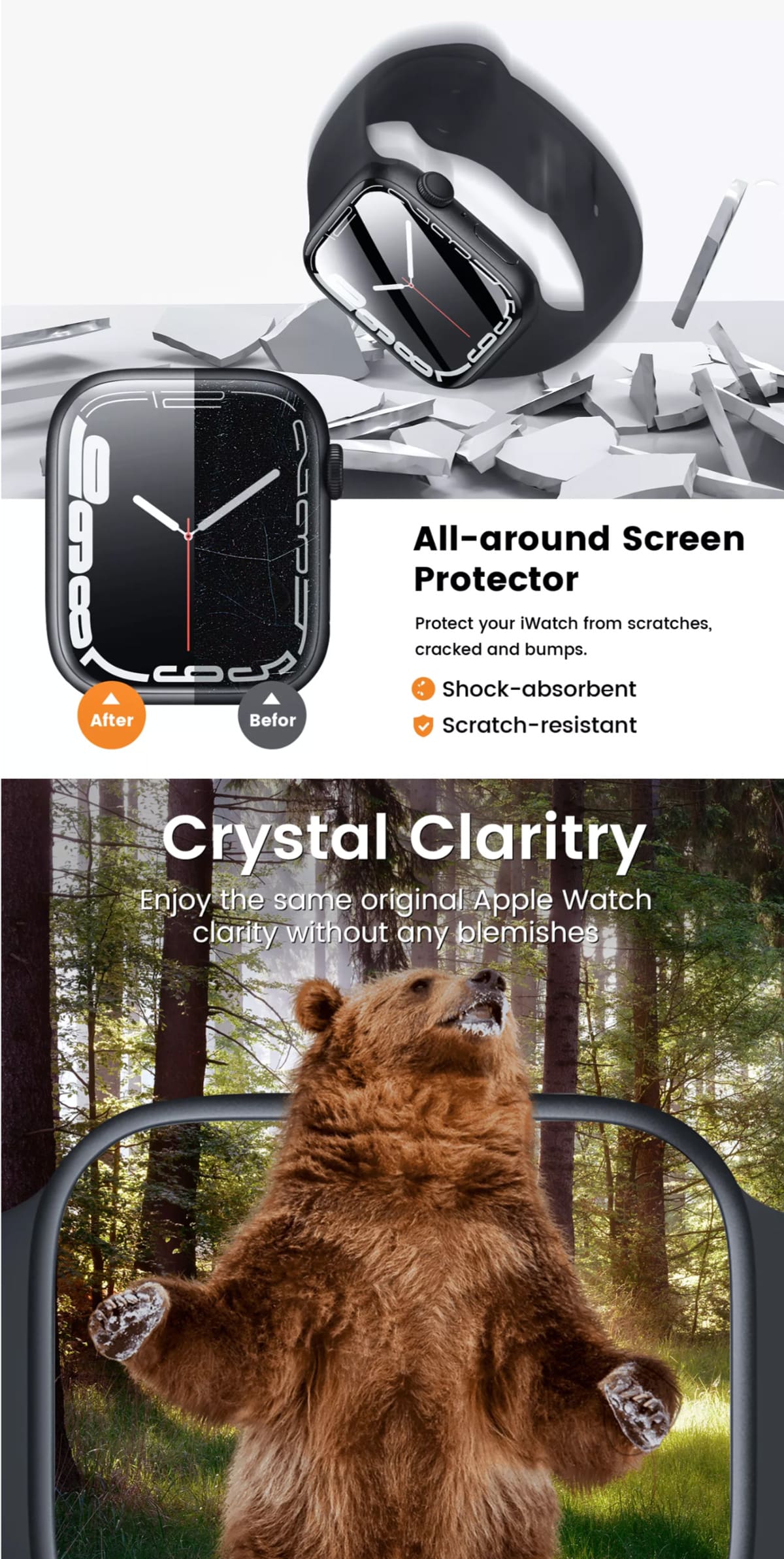 Mohave 3D NanoFlex iWatch Ultra 49mm Screen Protector with Installation Kit