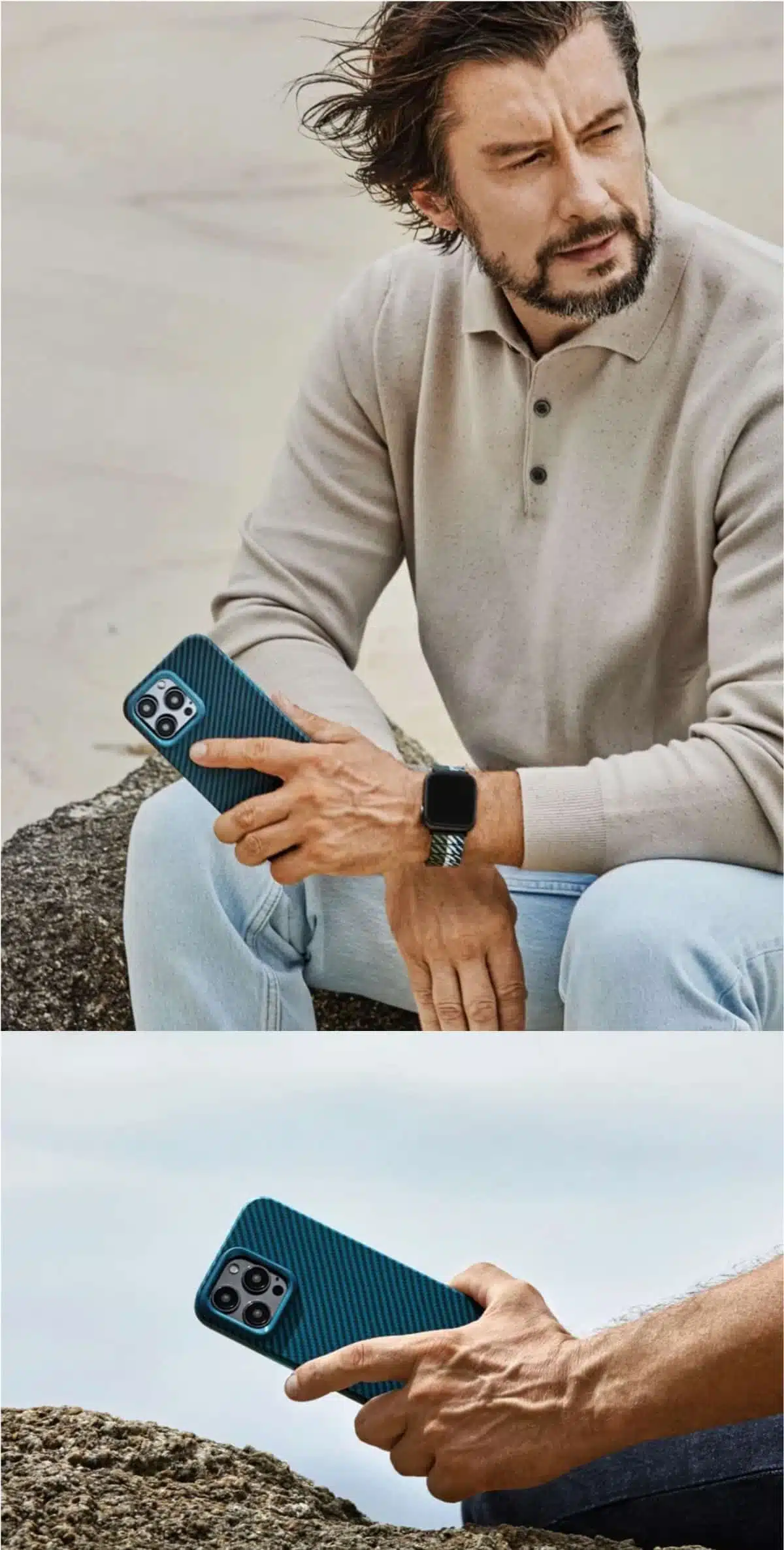 PITAKA MagEZ Case Pro 4 for iPhone 15 Pro / 15 Pro Max -1500D Black/Blue (Twill)