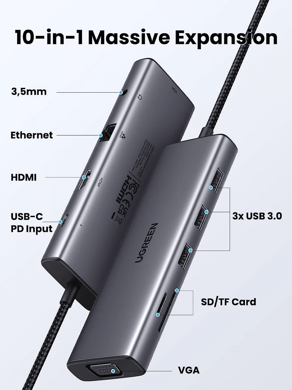 UGREEN Revodok CM498 USB C Multifunction 10 in 1 Docking Station HUB 15601 3