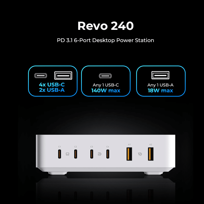 VOLTME REVO 240 PD3.1 6 Ports Desktop Power Station 6