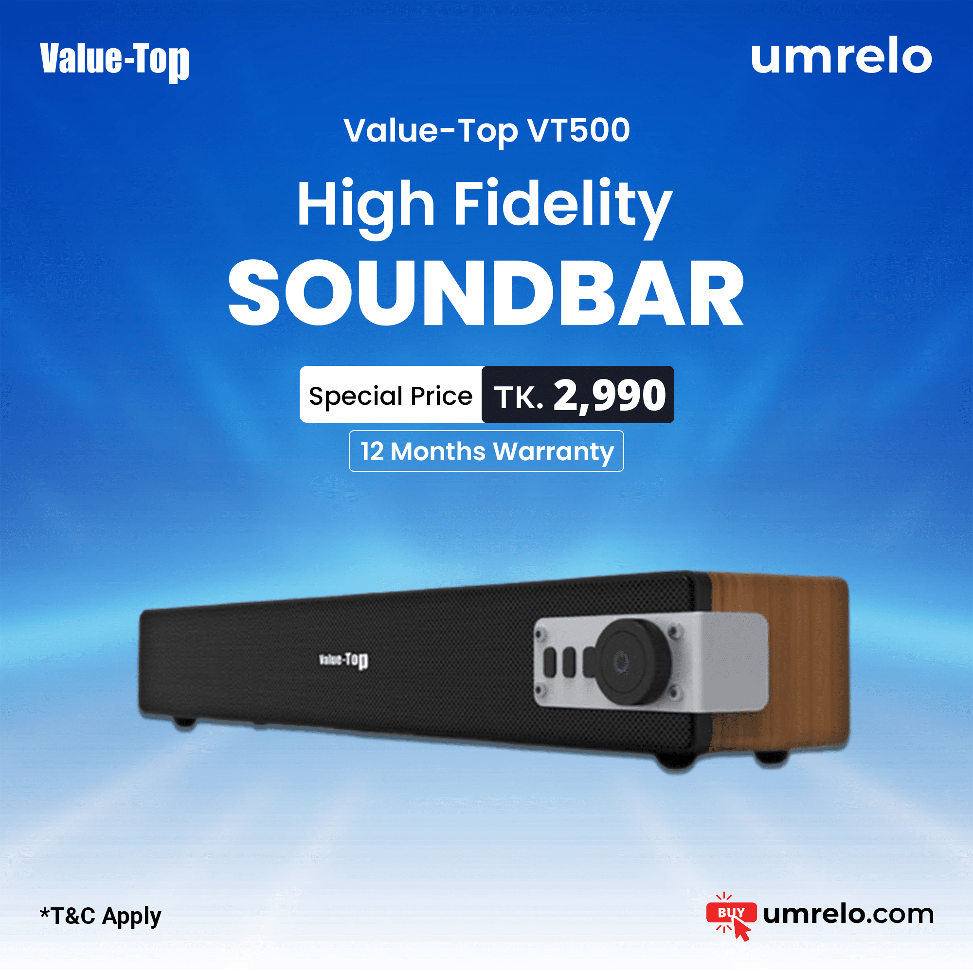 Value Top VT500 10W High Fidelity Wireless Soundbar