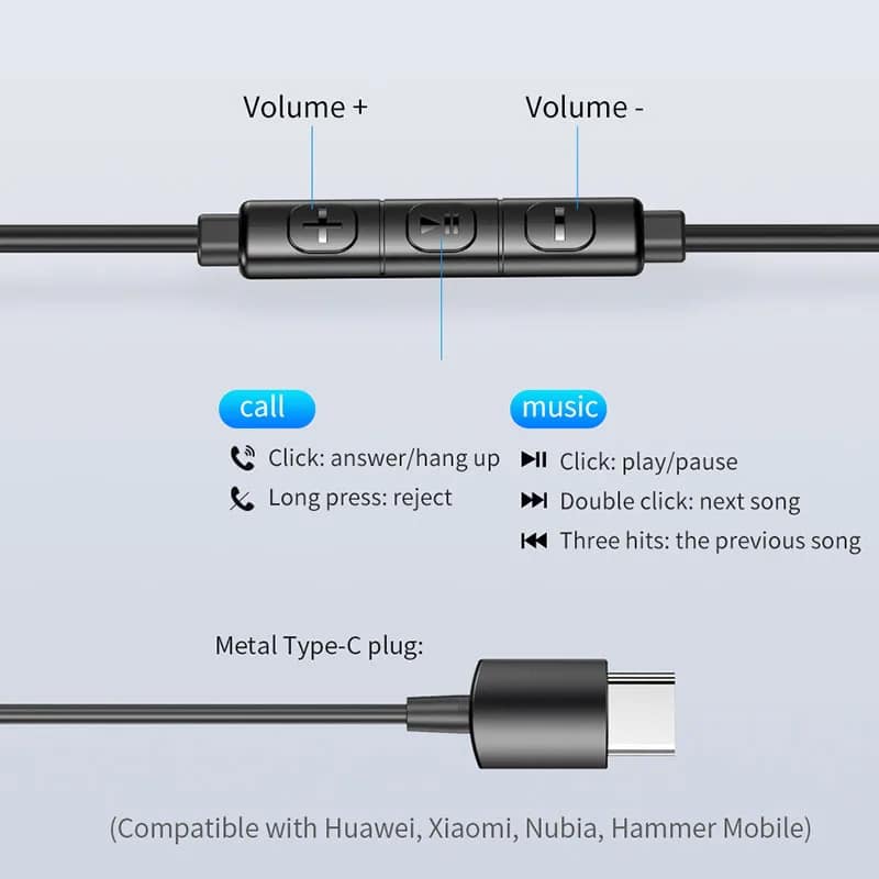 Awei TC-2 Type C Wired In-Ear Earphones With Mic Control