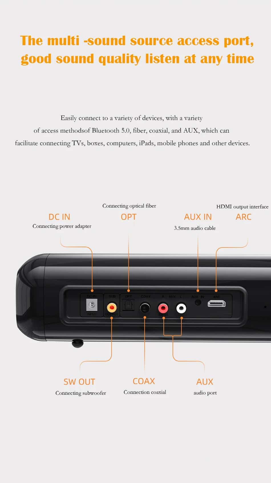 Awei Y520 Soundbar Wireless Home TV Speaker 6