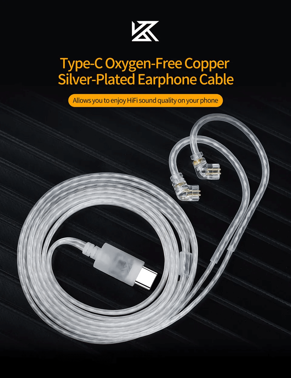 KZ Type C OFC Silver Plated Earphone Cable with Mic 2