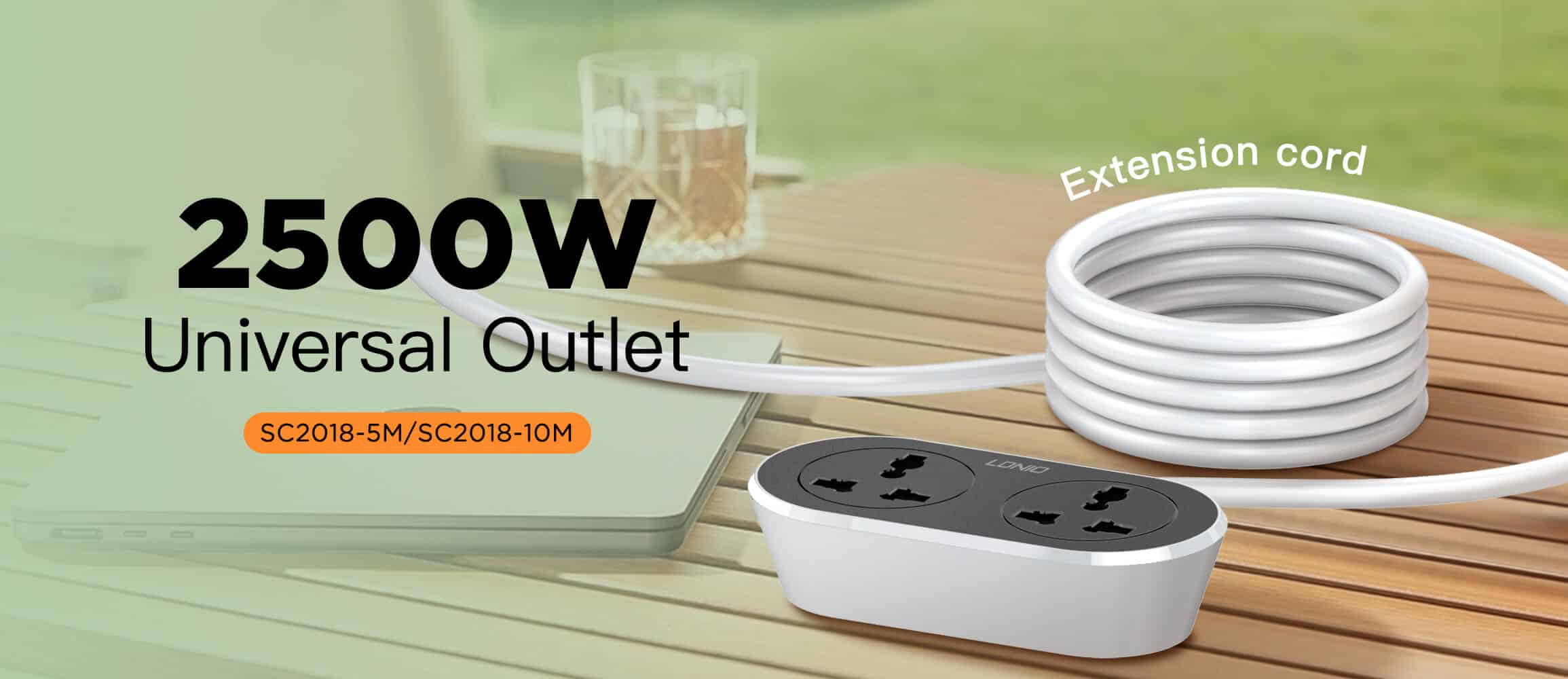 LDNIO SC2018 2 AC Outlet Universal Extension Power Socket 5