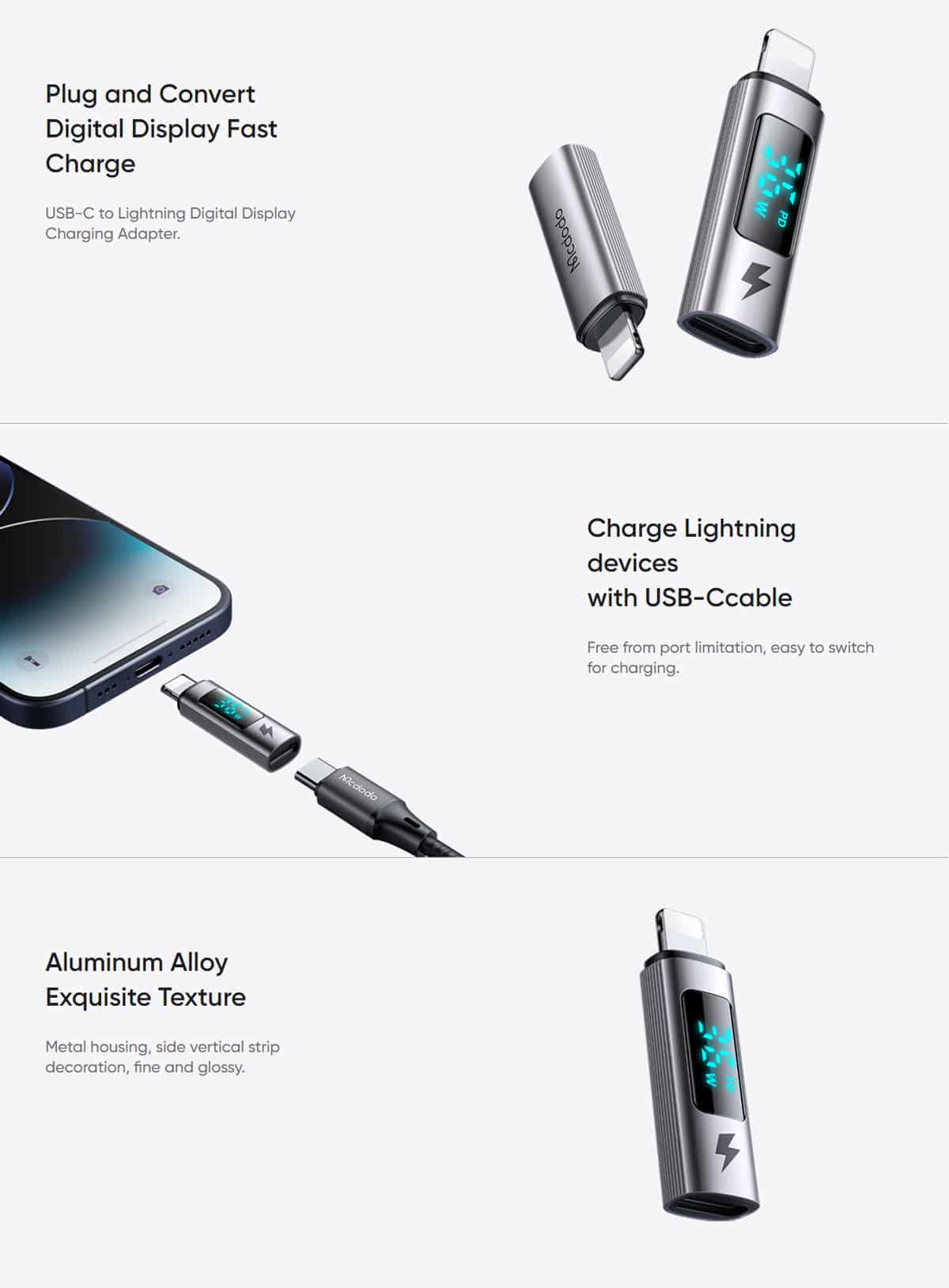 Mcdodo OT 610 USB C to Lightning 36W Power Visible Adapter 4