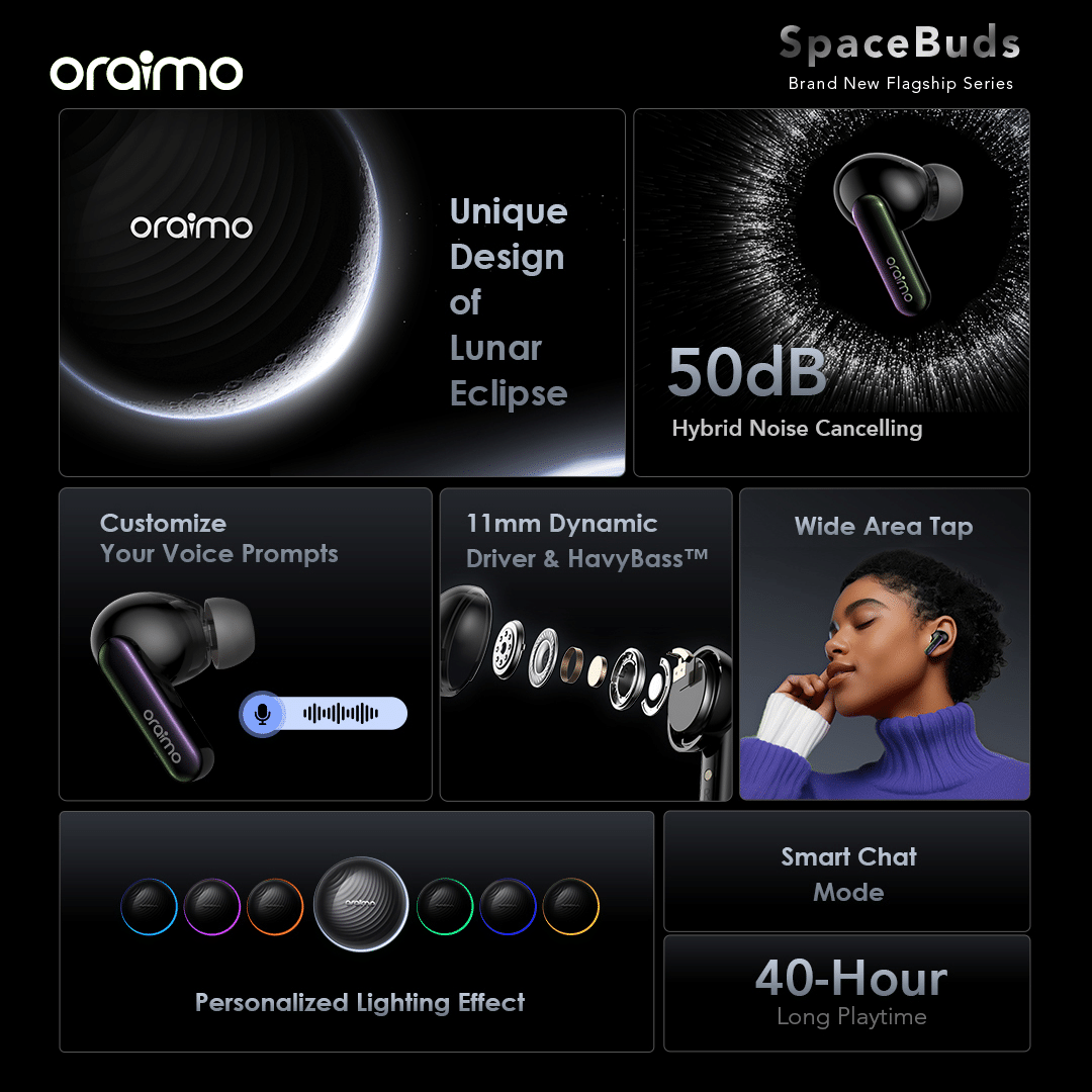 Oraimo SpaceBuds Hybrid ANC True Wireless Earbuds 3