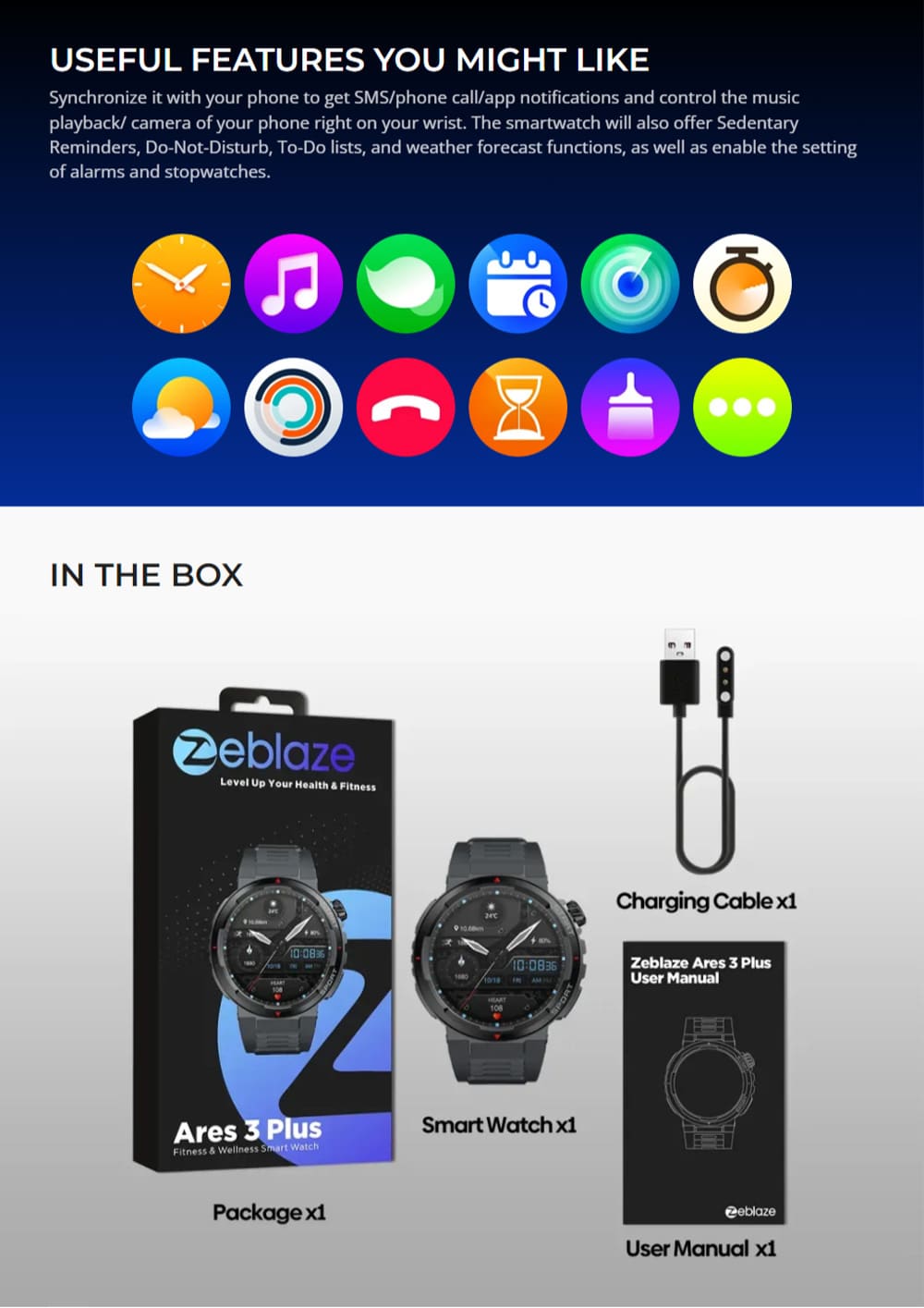 Zeblaze ARES 3 Plus Bluetooth Calling Smart Watch