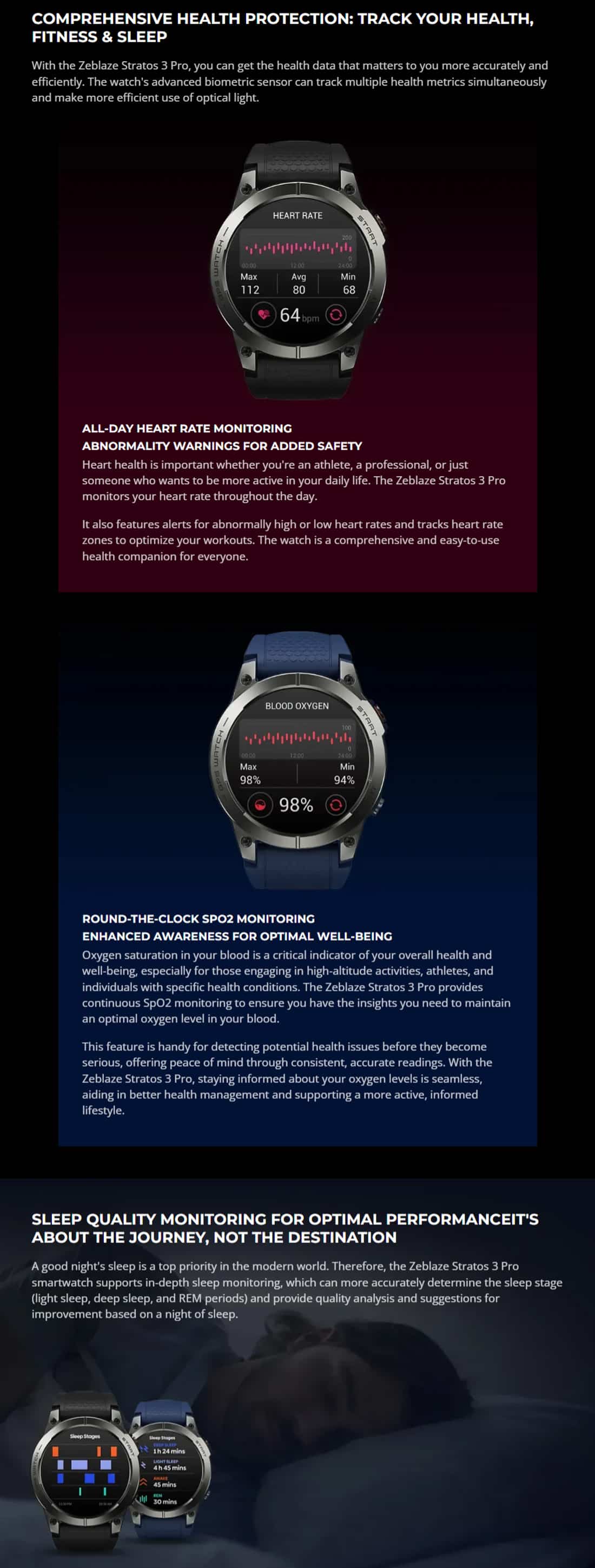 Zeblaze Stratos 3 Pro Amoled GPS Smartwatch