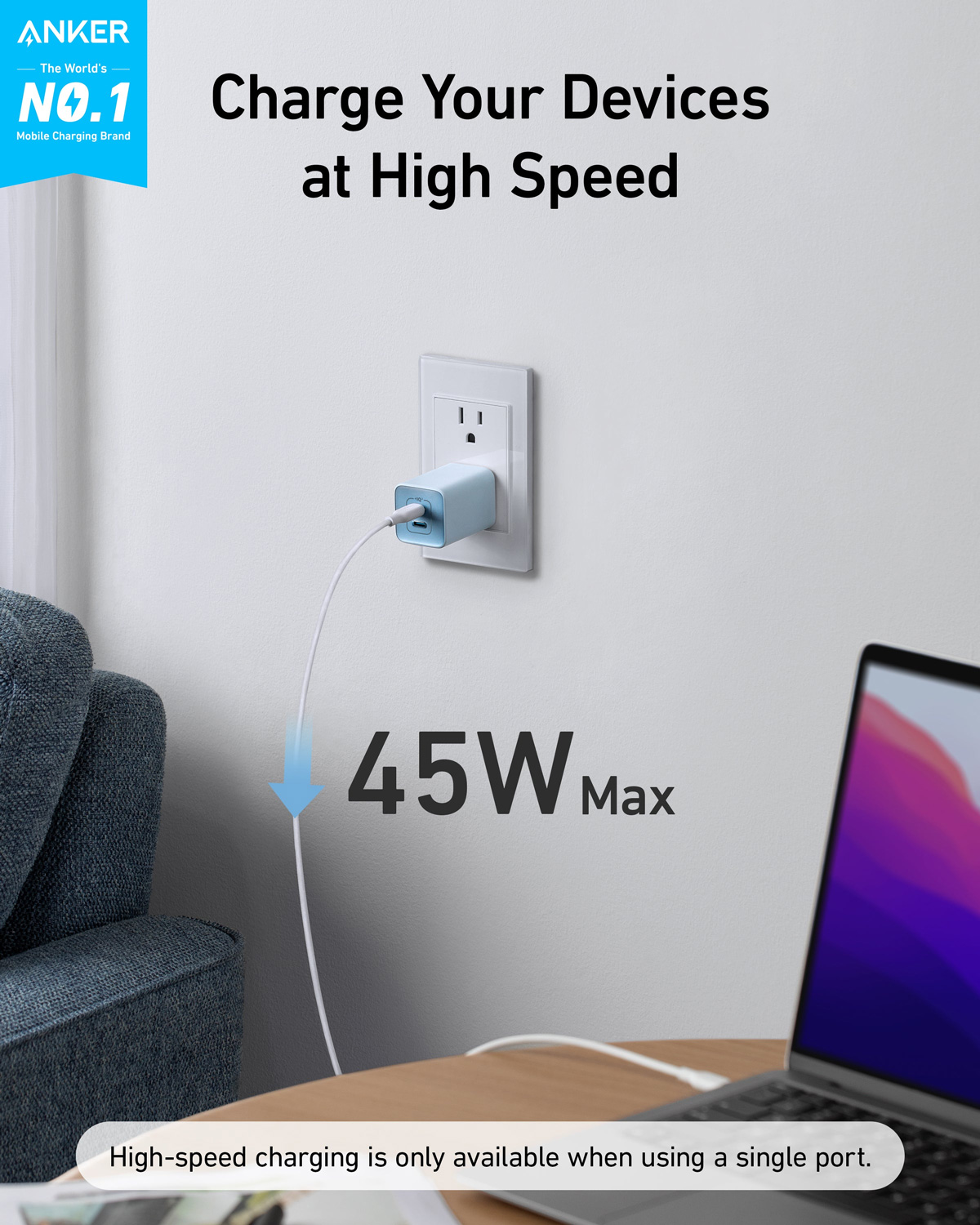 Anker 523 Nano 3 45W GaN2 USB C Charger