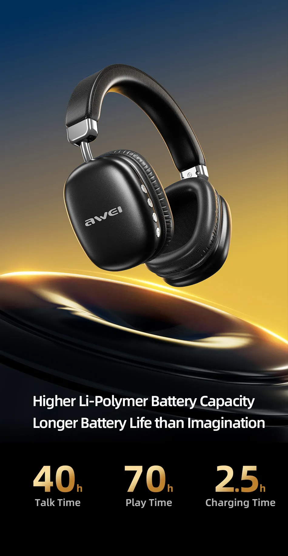 Awei AT7 Wireless Bluetooth Headphone 5