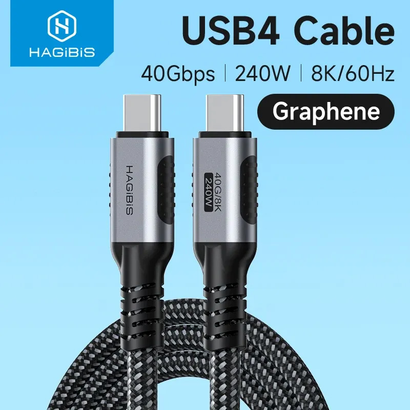 Hagibis USB4 Type-C to Type-C Cable 8K@60Hz 40Gbps 240W Fast Charging Data Cable -2m