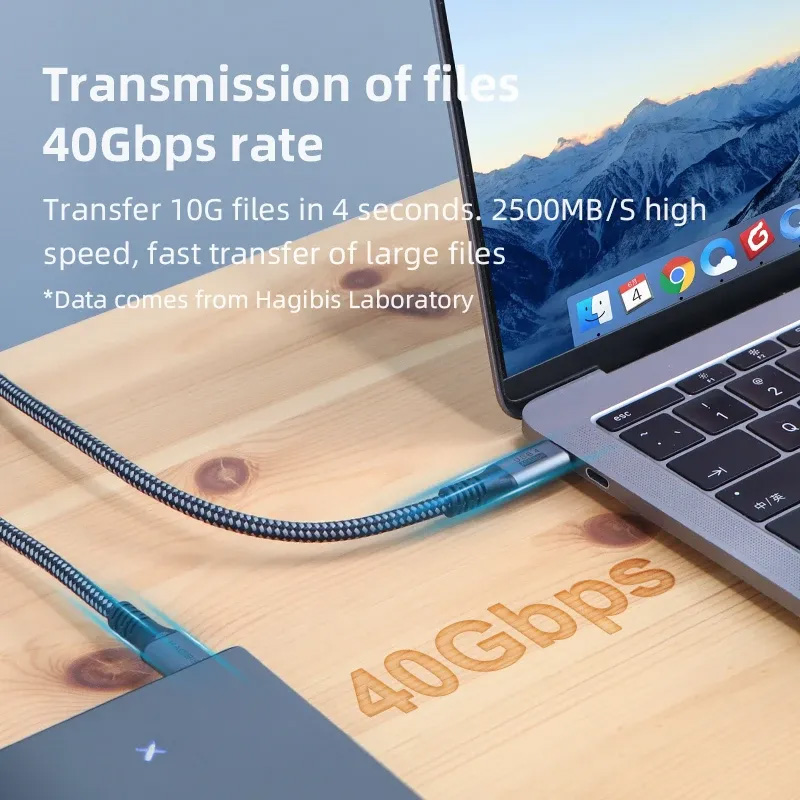 Hagibis USB4 Type-C to Type-C Cable 8K@60Hz 40Gbps 240W Fast Charging Data Cable -2m