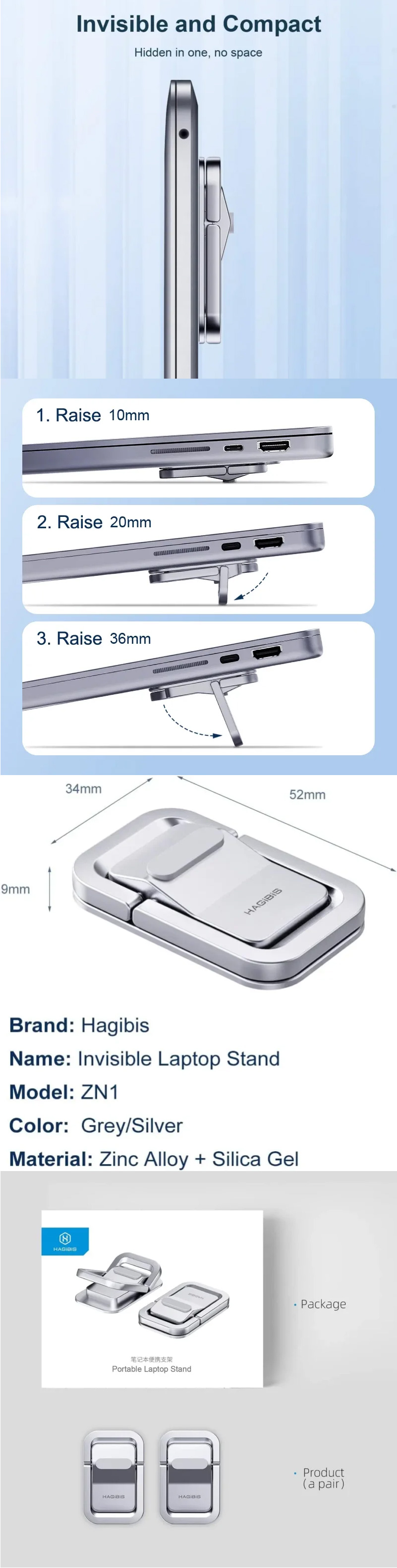 Hagibis ZN1 Adjustable Height Laptop Stand 7