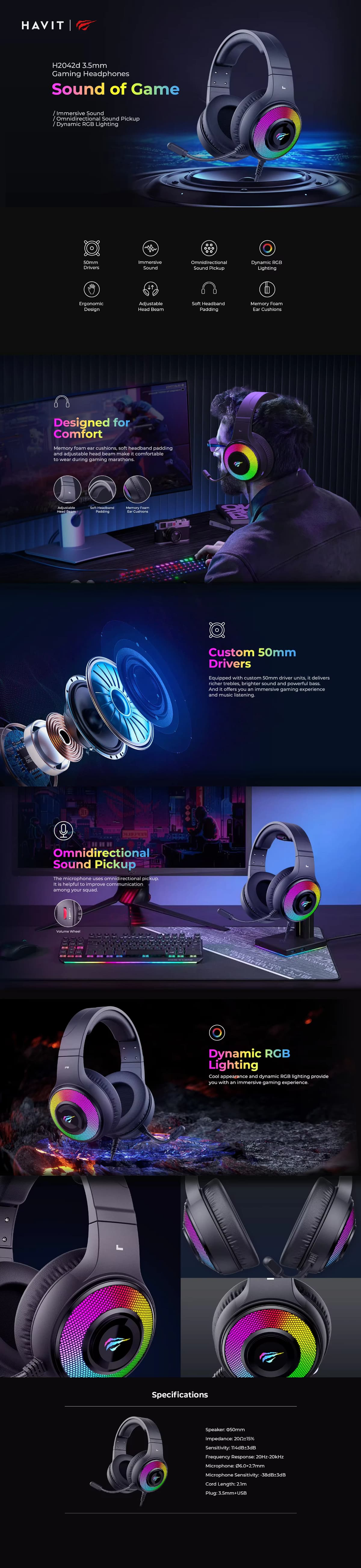 Havit H2042d RGB Gaming Headphone 5