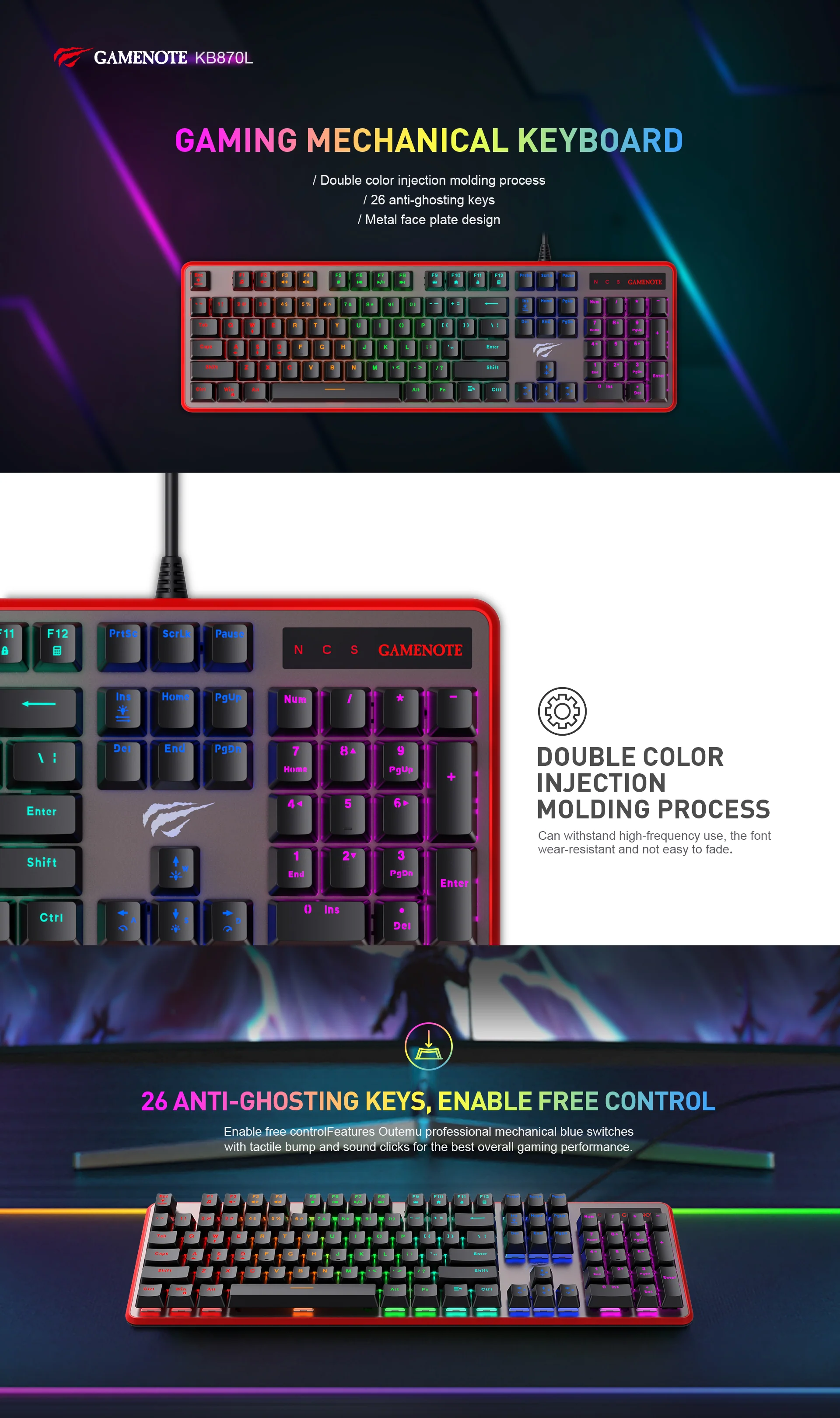 Havit KB870L GAMENOTE Gaming Mechanical Keyboard 6