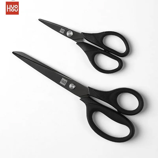 Huohou Titanium-plated 2Pc Non-slip Black Sharp Scissors Sets