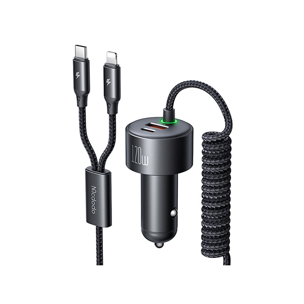 Mcdodo CC-037 4-in-1 PPS PD 120W Fast Car Charger with Retractable Cable 1.2M