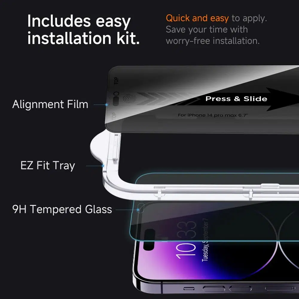 Mohave iPhone 16 / 16 Pro / 16 Pro Max EZ-FIT Powerful Privacy Screen Protector (2 Pack)
