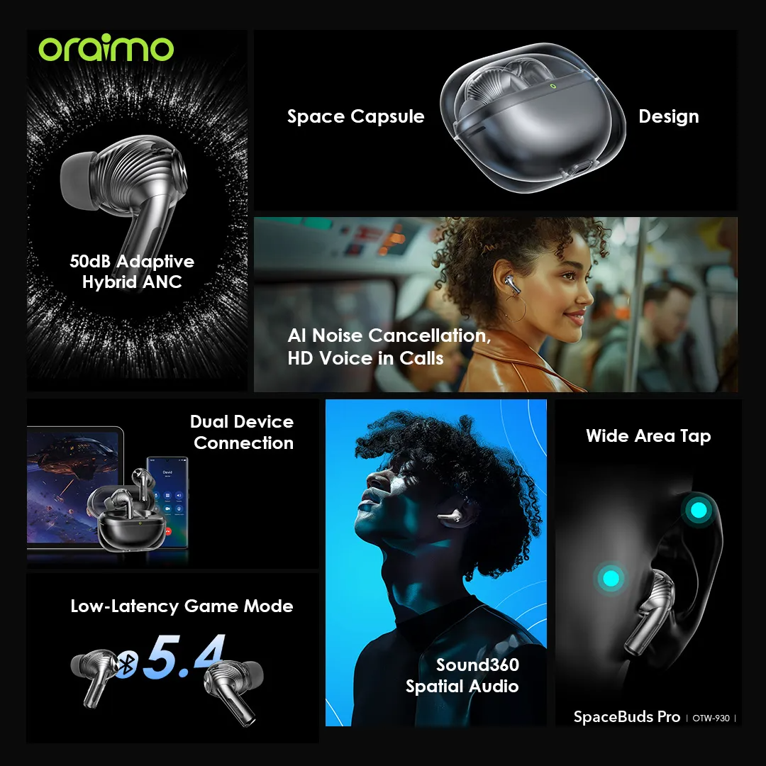 Oraimo SpaceBuds Pro Hybrid ANC True Wireless Earbuds 3