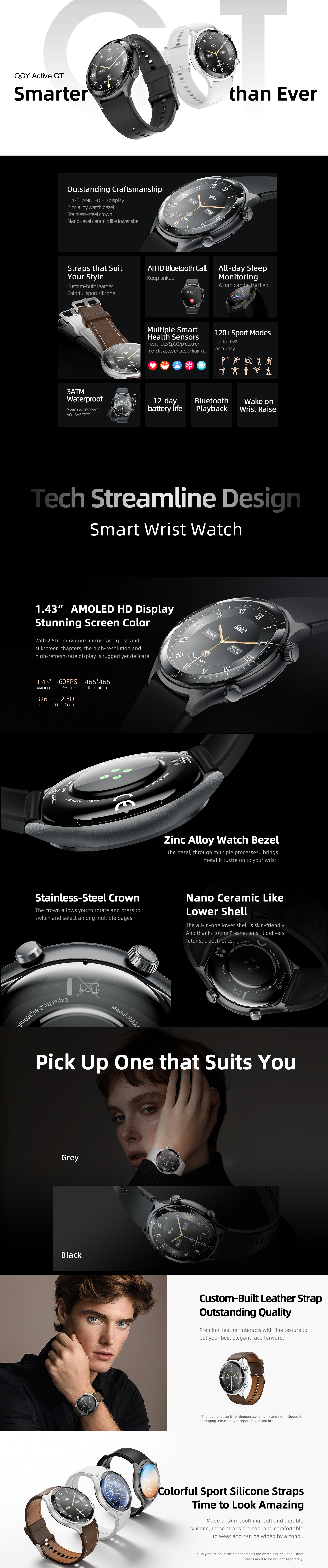 QCY Active GT AMOLED Calling Smart Watch