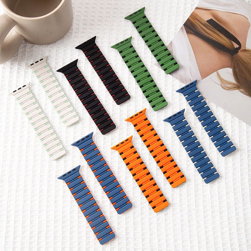 Two Colour Silicone Magnetic Strap for 42/44/45/49mm Watch