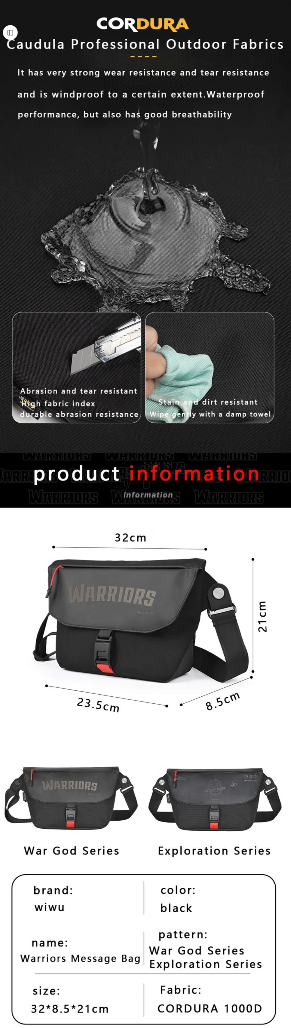 WiWU Warriors Message Bag X Cordura 1000D Nylon Crossbody Bag 7