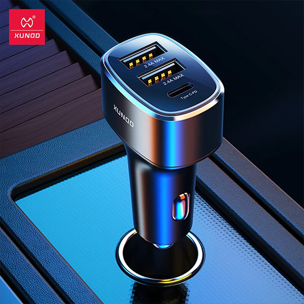 Xundd 45W 1 USB-C + 2 USB Smart Car Fast Charger