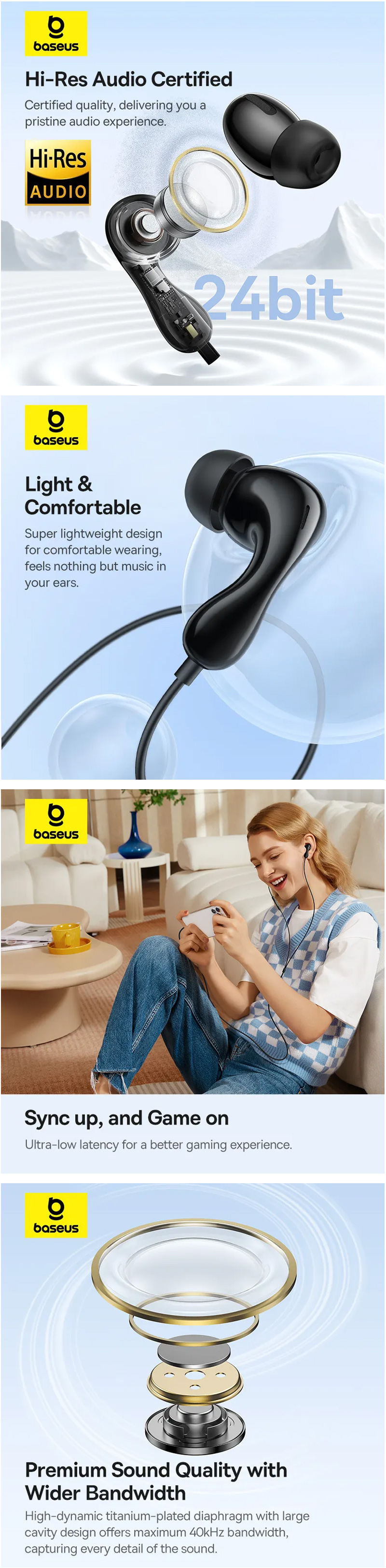 Baseus Wired Earphone CZ20 Type C Earphone 5