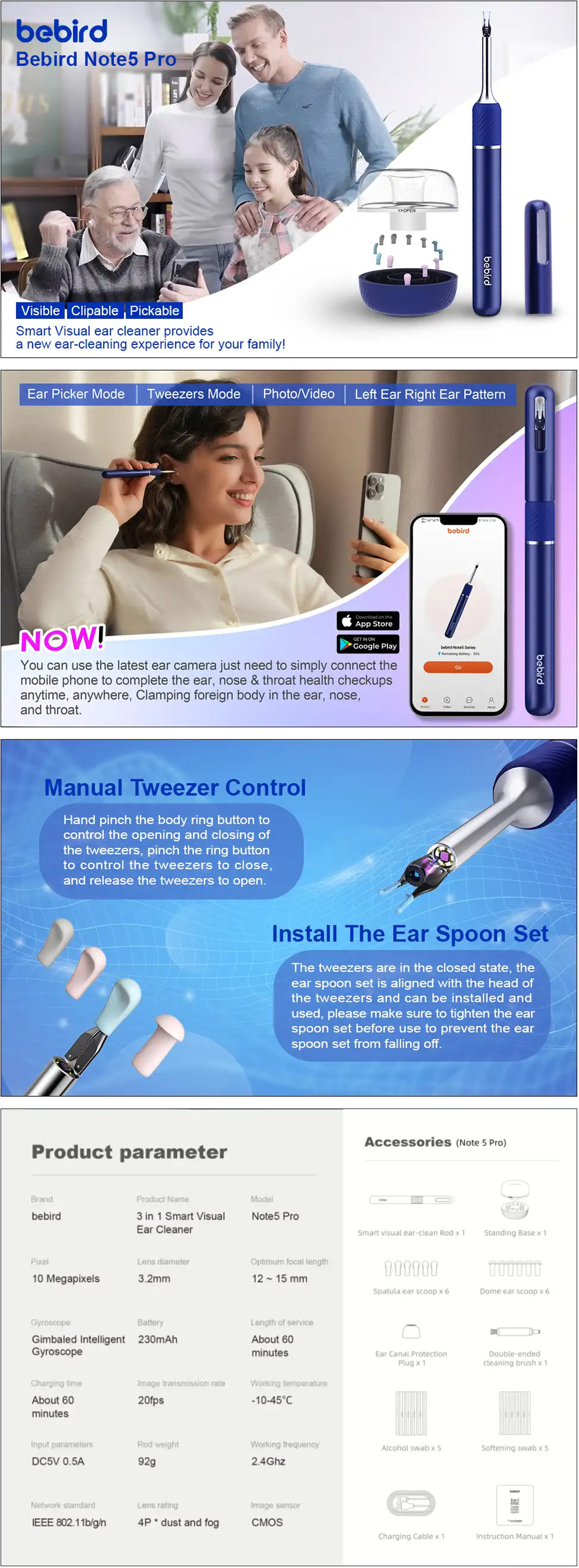 Bebird Note5 Pro Ear Wax Removal Tool Camera Ear Cleaner with Light 11