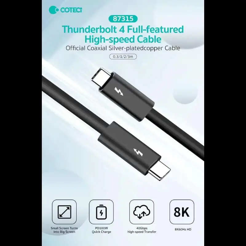 COTECi PD 100W 8K-60Hz Thunderbolt 4 Cable (87315)