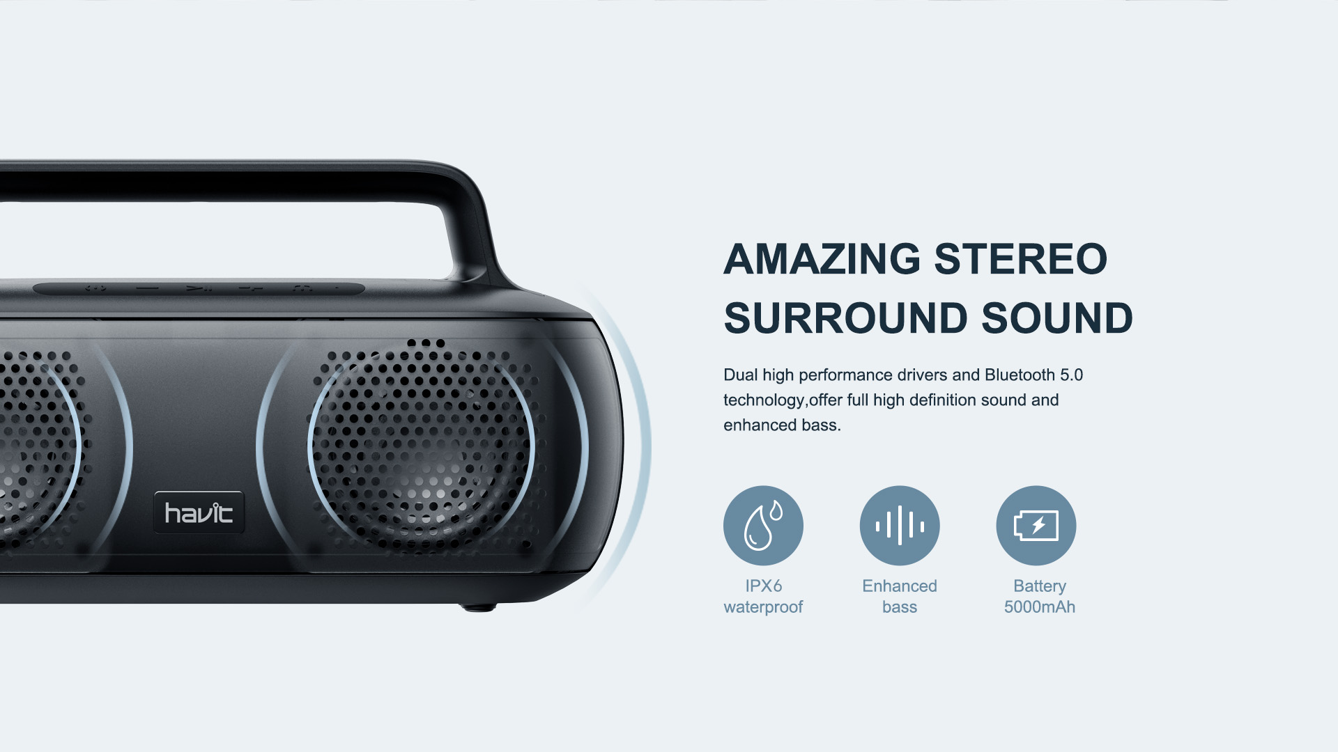 HAVIT SK816BT 30W Portable Outdoor Wireless Speaker 11