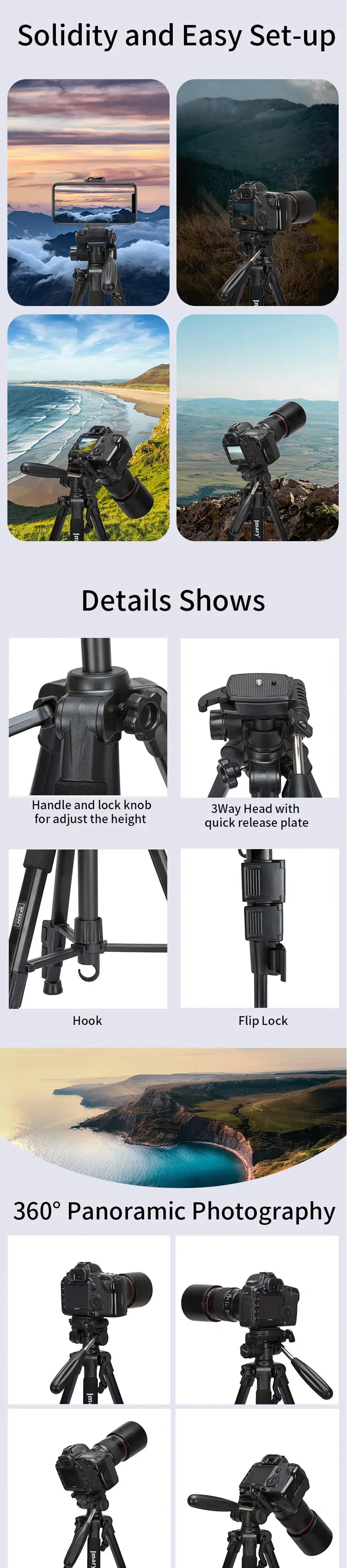 Jmary 2234 Professional Aluminium Alloy Tripod Stand