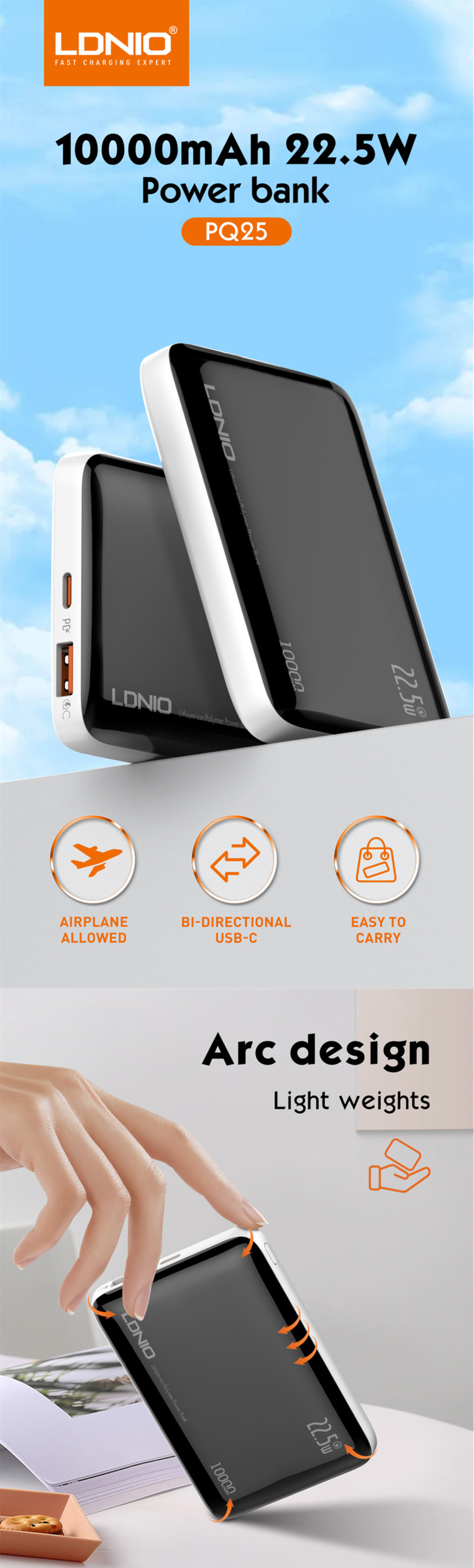 LDNIO PQ25 10000mAh 22.5W Fastcharging Power Bank 4