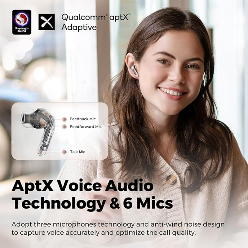 SoundPEATS Air4 Pro Adaptive Hybrid Active Noise Cancelling Earbuds - Transparent Edition