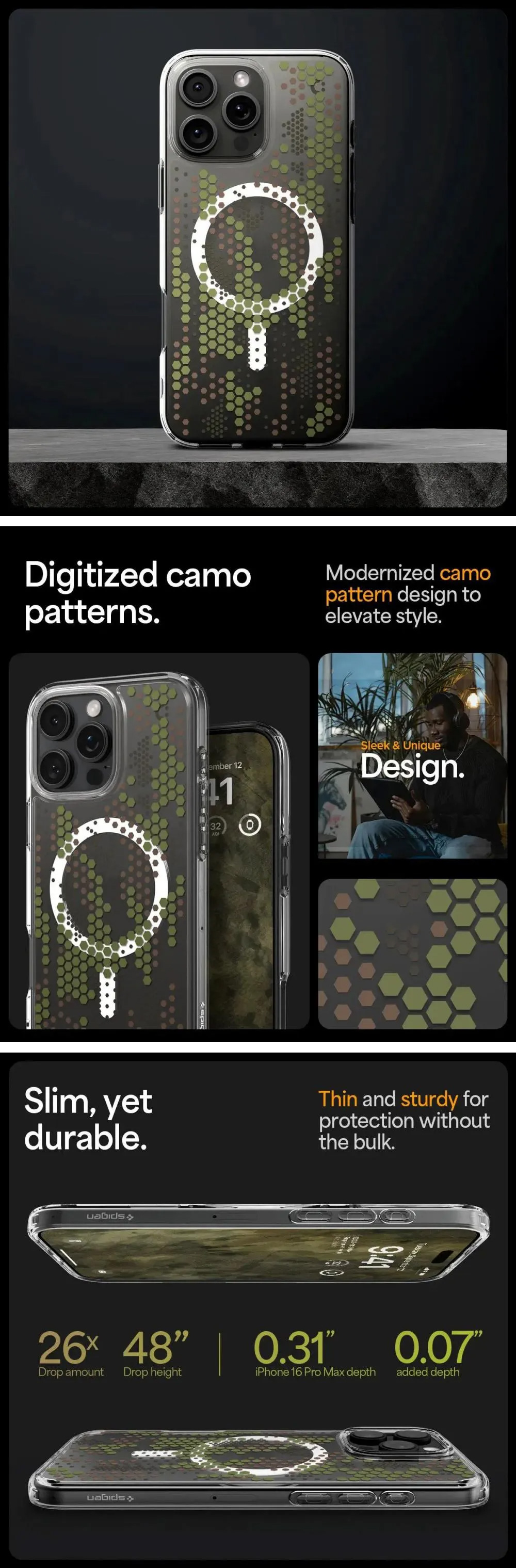 Spigen iPhone 16 Pro Max Ultra Hybrid MagFit Digital Camo Case