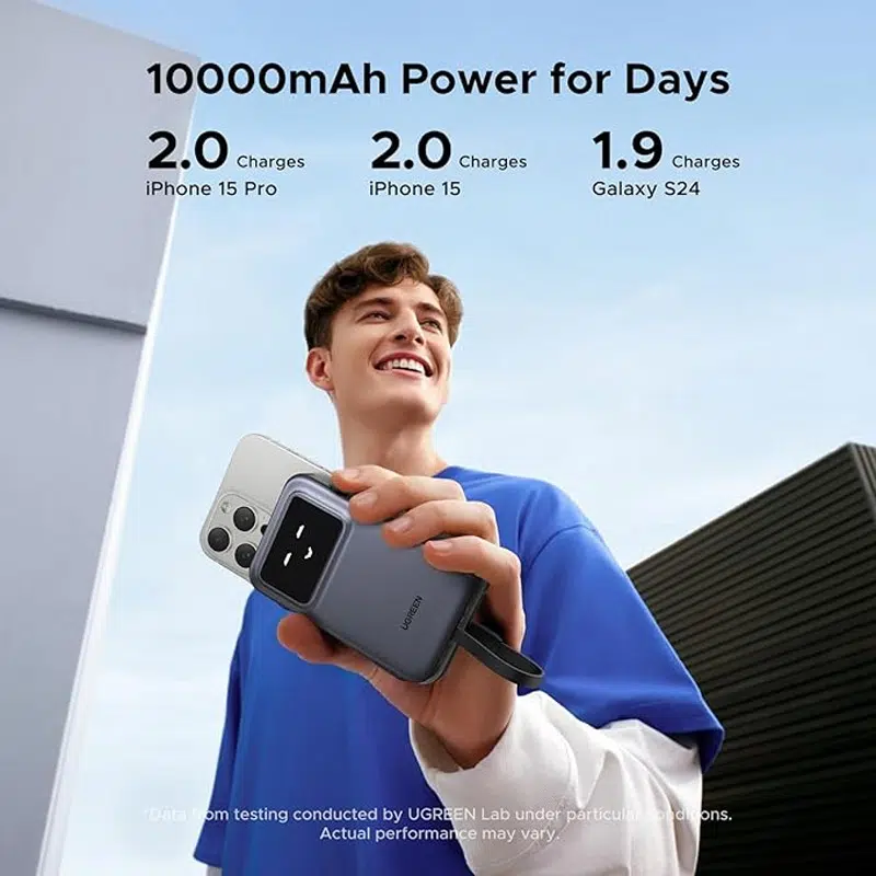 UGREEN Uno QPro 10000mAh 30W Power Bank with Built-in USB-C Cable