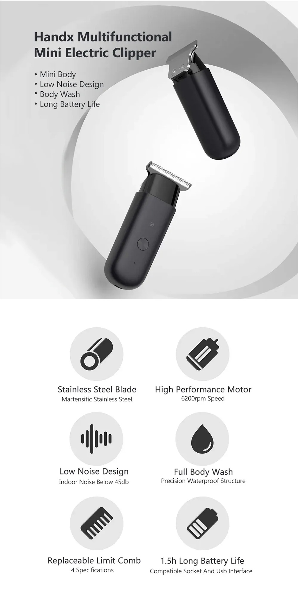 Xiaomi Huanxing Ec101 Multifunctional Mini Electric Hair Trimmer 3