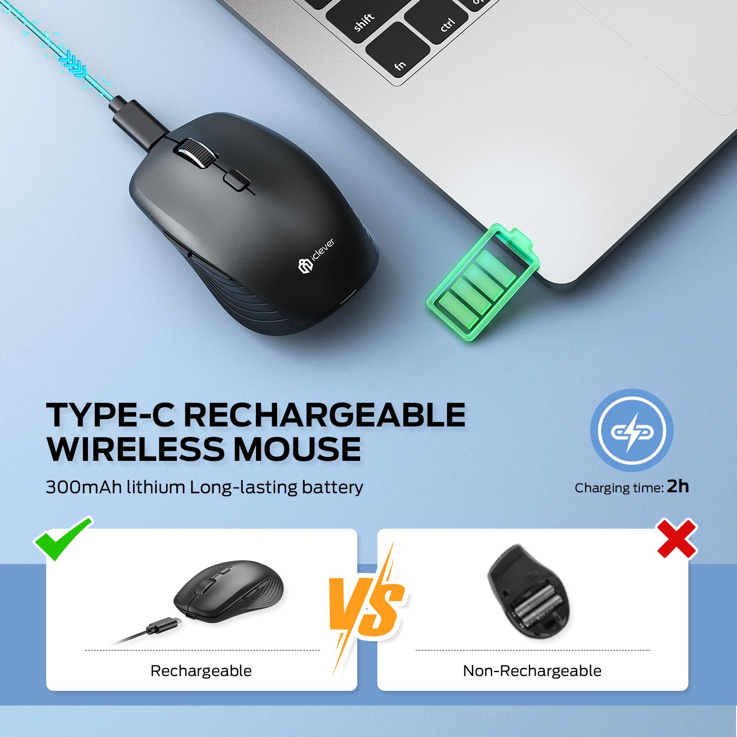 iClever MD179 Dual Mode Bluetooth Mouse 5