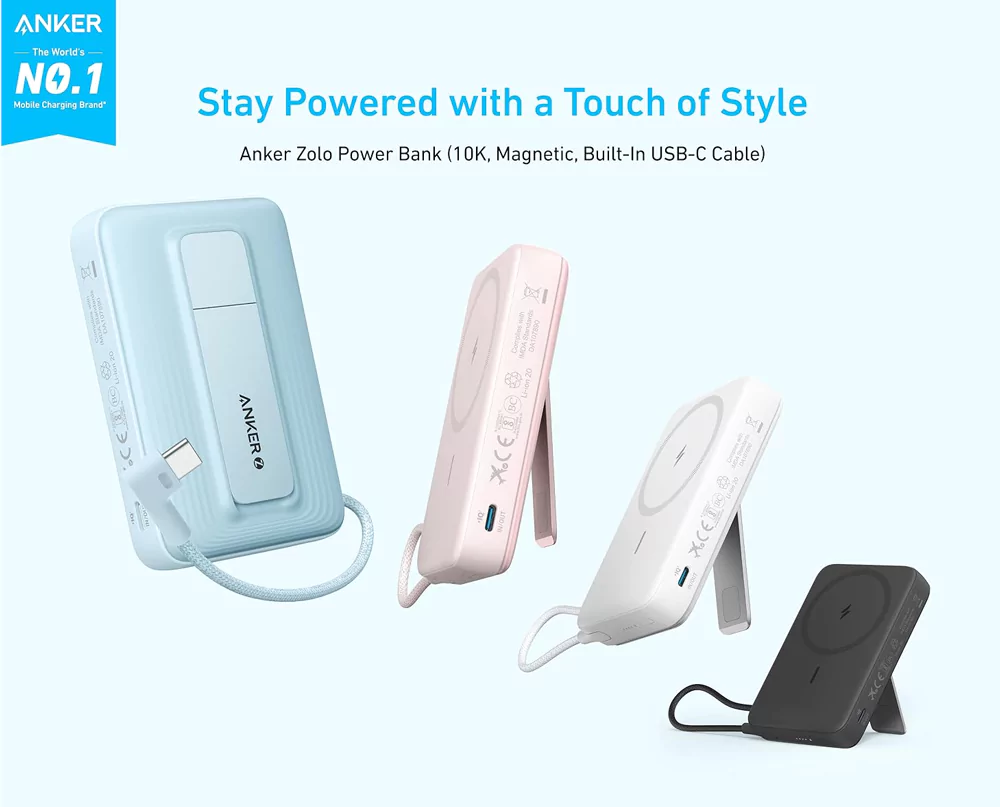Anker Zolo 10000mAh 30W Magnetic Power Bank with USB C Cable (A1685)