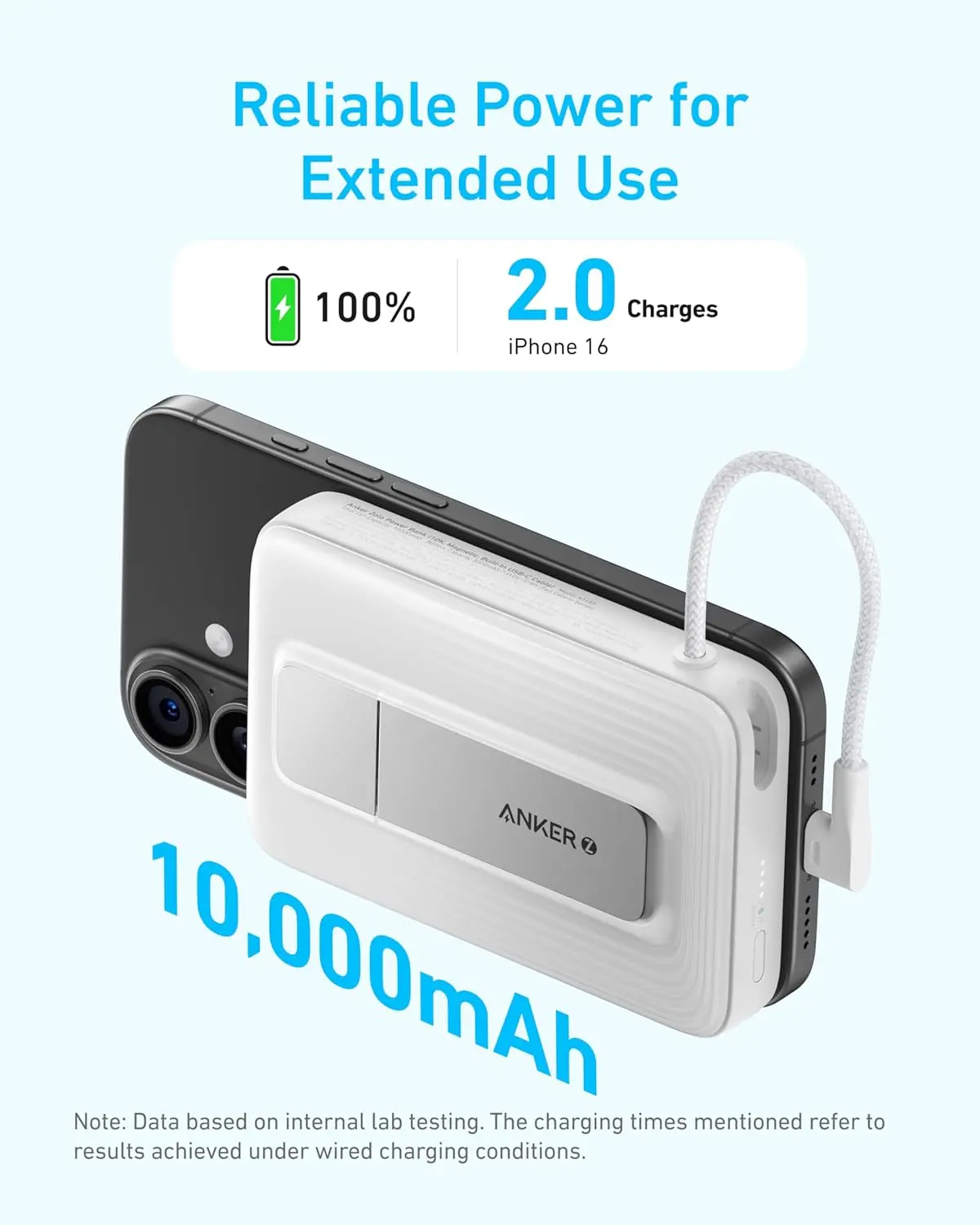 Anker Zolo 10000mAh 30W Magnetic Power Bank with USB C Cable A1685 3