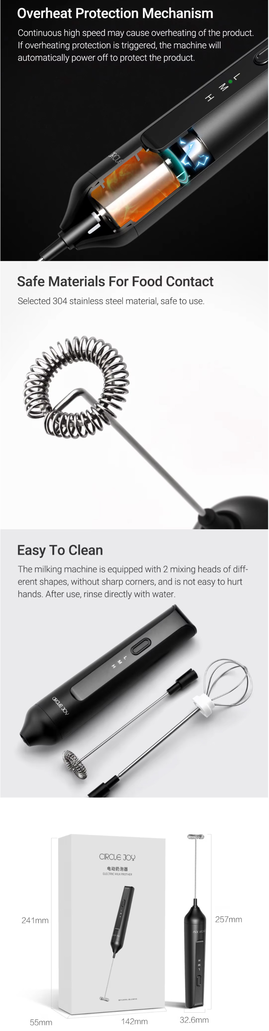 Circle Joy M3 Rechargeable Milk Frother & Egg Beater