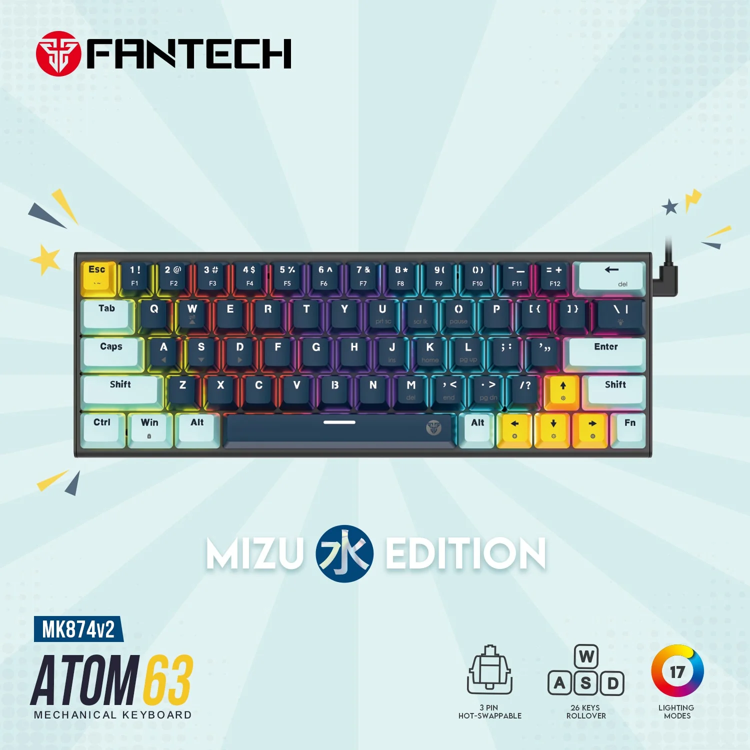 Fantech MK874 V2 Atom 63 Hot swappable Mechanical Keyboard 3