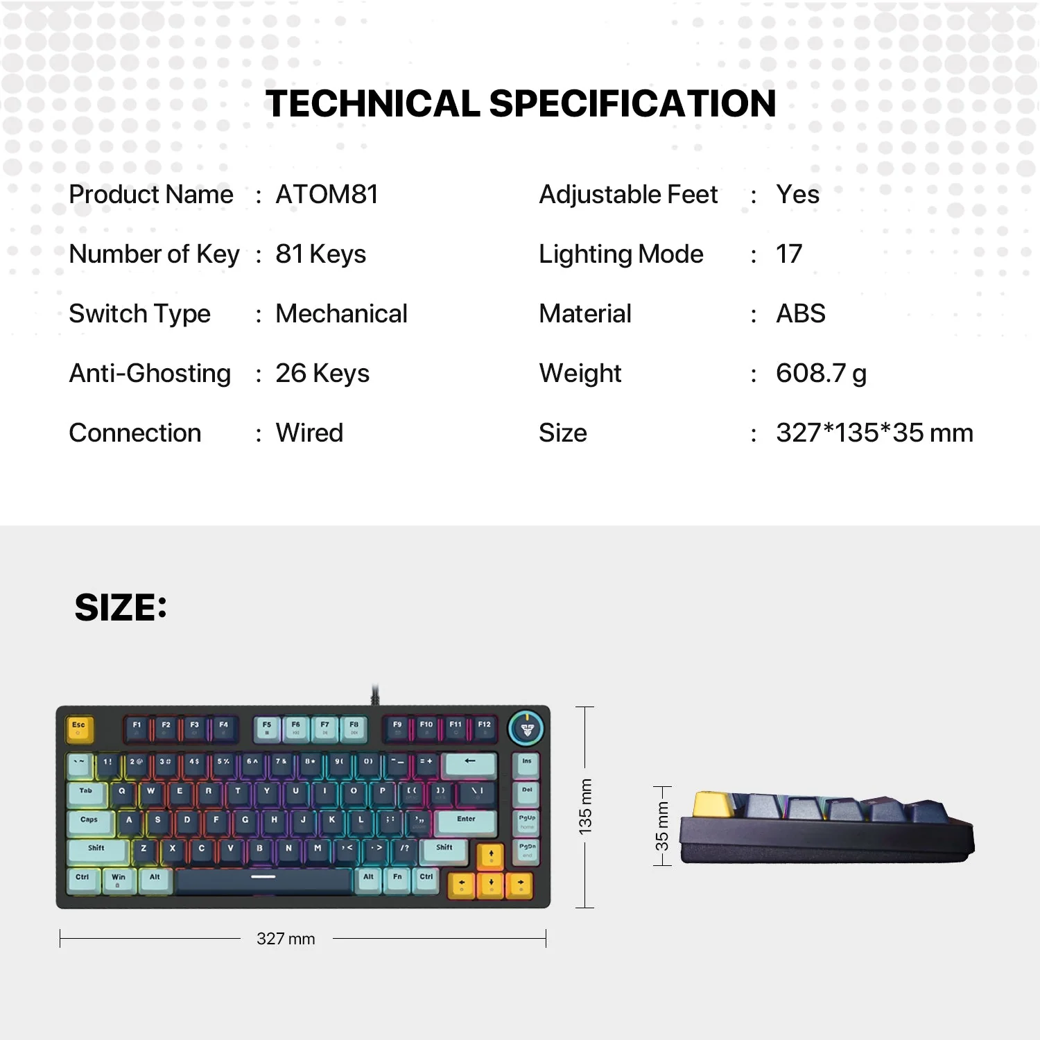 Fantech MK875V2 ATOM 81 RGB Mechanical Gaming Keyboard 7