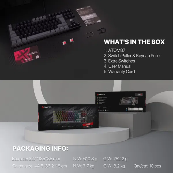 Fantech MK876V2 ATOM87 RGB Mechanical Gaming Keyboard SUMI EDITION - Image 6