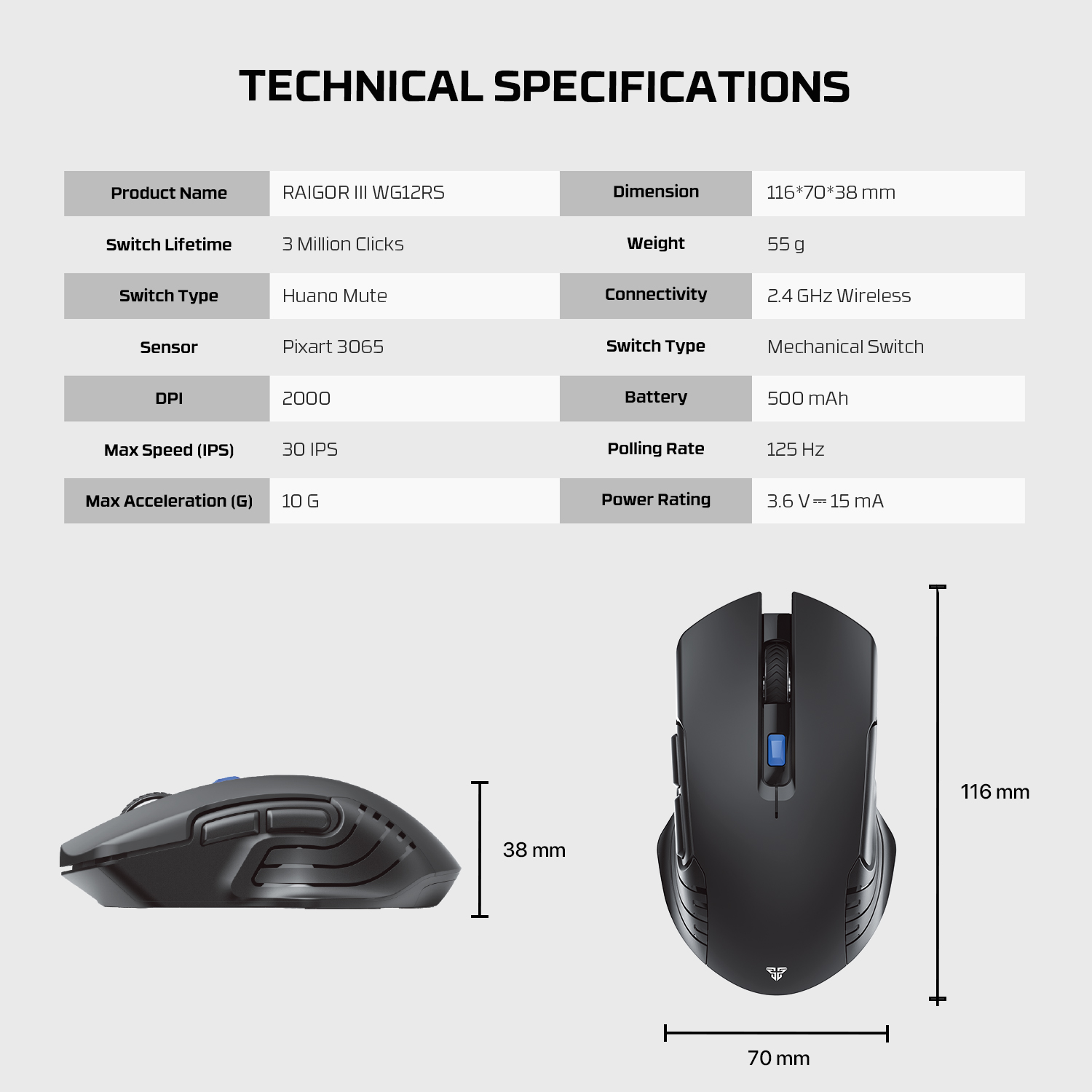 Fantech WG12RS RAIGOR III Wireless Gaming Mouse 11